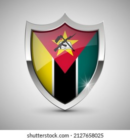 EPS10 Vector Patriotic shield with flag of Mozambique. An element of impact for the use you want to make of it.