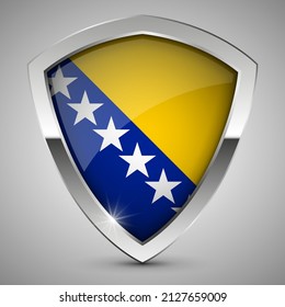 EPS10 Vektor Patriotic Schild mit Flagge von Bosnien. Ein Effekt für die Verwendung, die Sie daraus machen wollen.