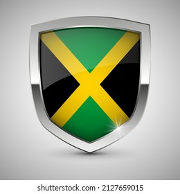 EPS10 Vector protector patriótico con bandera de Jamaica. Un elemento de impacto para el uso que desea hacer de él.