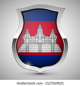EPS10 Vector Patriotic shield with flag of Cambodia. An element of impact for the use you want to make of it.