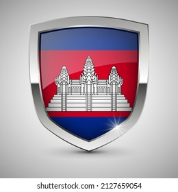 EPS10 Vector Patriotic shield with flag of Cambodia. An element of impact for the use you want to make of it.