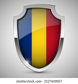 EPS10 Vector Patriotic shield with flag of Romania. An element of impact for the use you want to make of it.