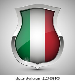 EPS10 Vector protector patriótico con bandera de Italia. Un elemento de impacto para el uso que desea hacer de él.
