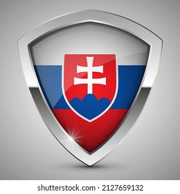 EPS10 Vector Patriotic shield with flag of Slovakia. An element of impact for the use you want to make of it.