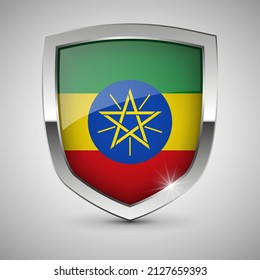 EPS10 Vector Patriotic shield with flag of Ethiopia. An element of impact for the use you want to make of it.