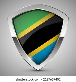 EPS10 Vector protector patriótico con bandera de Tanzania. Un elemento de impacto para el uso que desea hacer de él.