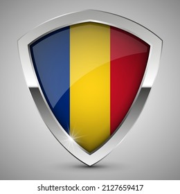 EPS10 Vector Patriotic shield with flag of Romania. An element of impact for the use you want to make of it.