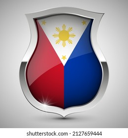 Escudo patriótico EPS10 Vector con bandera de Filipinas. Un elemento de impacto para el uso que desea hacer de él.