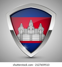 EPS10 Vector Protector Patriótico con bandera de Camboya. Un elemento de impacto para el uso que desea hacer de él.