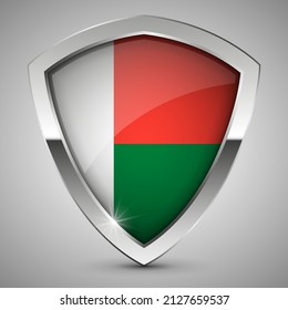 EPS10 Vector Patriotic shield with flag of Madagascar. An element of impact for the use you want to make of it.