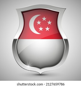 EPS10 Vector Protector Patriótico con bandera de Singapur. Un elemento de impacto para el uso que desea hacer de él.