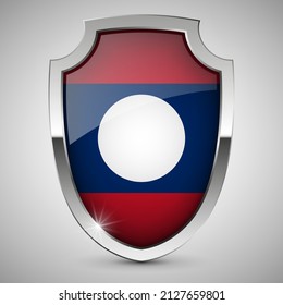 EPS10 Vector Patriotic shield with flag of Laos. An element of impact for the use you want to make of it.