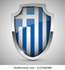 EPS10 Vector protector patriótico con bandera de Grecia. Un elemento de impacto para el uso que desea hacer de él.