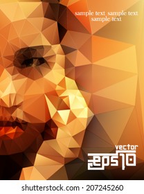 Eps10 Vector Polygon Shape Half Face Woman Background