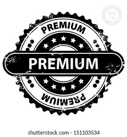 EPS10 Vector : Premium Rubber Stamp (Sticker, Tag, Icon, Symbol) with Grunge, isolated on white background 
