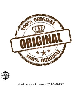 EPS10 Vector : Quality Grunge Rubber Stamp with Crown and Brown color (Symbol, Sticker, Tag, Icon)