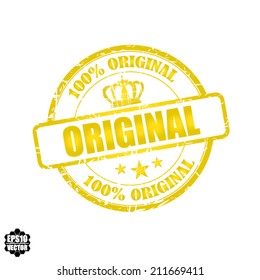 EPS10 Vector : Quality Grunge Rubber Stamp with Crown and Yellow color (Symbol, Sticker, Tag, Icon)