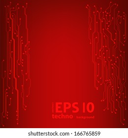 EPS10 vector red circuit board background texture 
