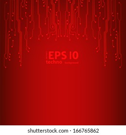 EPS10 vector red circuit board background texture 