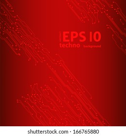 EPS10 vector red circuit board background texture 