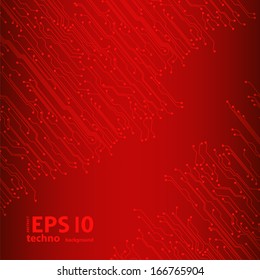 EPS10 vector red circuit board background texture 
