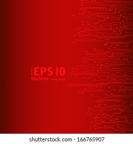 EPS10 vector red circuit board background texture 