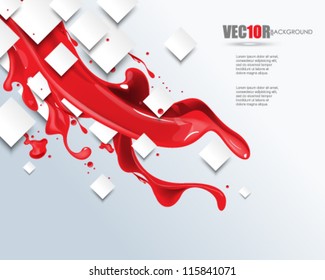 eps10 vector red ink random white square concept design