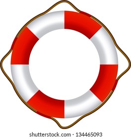 EPS-10 Vector of Red Life Buoy, Isolated On White Background