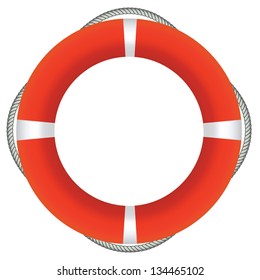 EPS-10 Vector of Red Life Buoy, Isolated On White Background