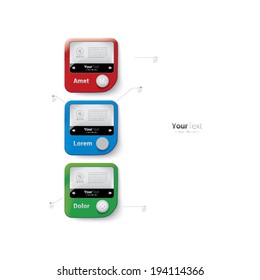 Eps10 vector. RGB set edition of a handheld application & web site template with text box, infographics interface elements