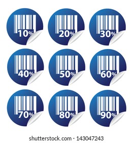 EPS10 Vector: Sale tags with Sale 10 - 90 percent text on circle tags