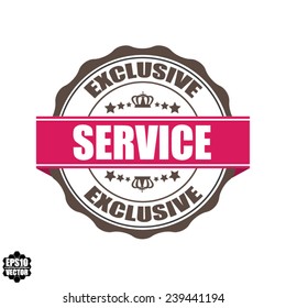 EPS10 Vector : Service Grunge Rubber Stamp with Crown and Pink Ribbon. (Sticker, Tag, Icon, Symbol) 