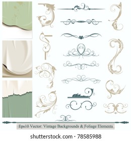 eps10 vector set of calligraphic flourishes elements for your background design