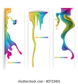 eps10 vector set of ink splattered multicolor banner