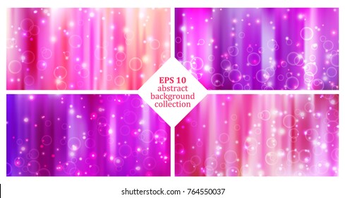 Eps10 vector shiny glowing pink cirles blurred lines abstract backround design set 