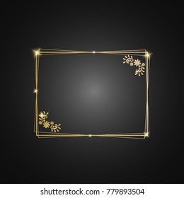 Eps10 vector shiny golden glitter flower ornament element sparkle frame design