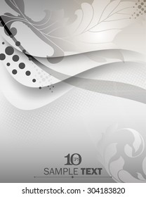 eps10 vector shiny metallic chrome silhouette foliage wave elements background