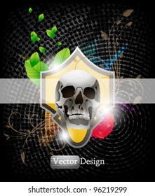 Eps10 Vector Skull and Nature Concept Background Design