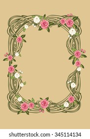 [EPS10 Vector] Square roses frame template on the vintage frame.
