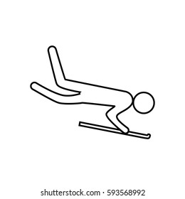 eps10 vector thin line Skeleton sport icon. Winter sport activity pictogram for web, print, mobile. Black athlete sign isolated on gray. Hand drawn competition symbol. Graphic design clip art element