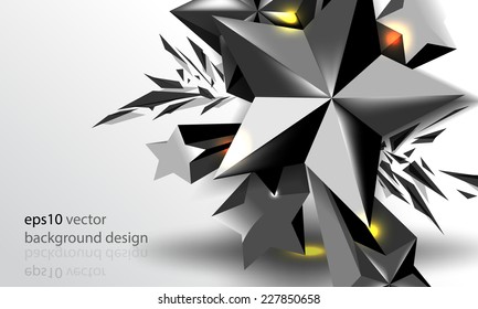 eps10 vector three-dimensional metallic star with burst effect background