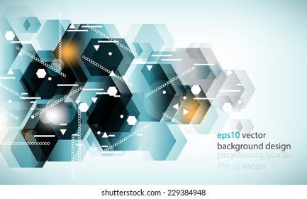 eps10 vector transparent hexagon geometric shapes technology background