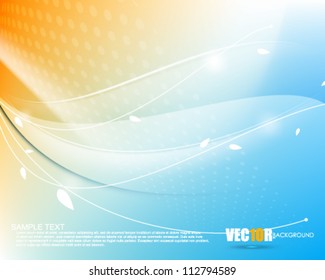 eps10 vector two color fractal with leaves elements design