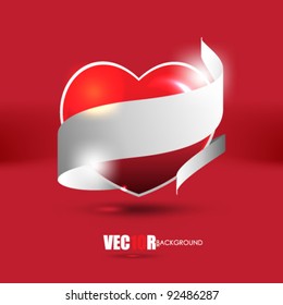 eps10 vector valentine heart with ribbon design