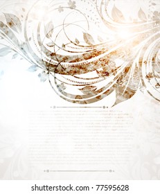 eps10 vector vintage floral design with grunge elements. Free place for text.