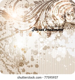 eps10 vector vintage floral design with grunge elements. Free place for text.