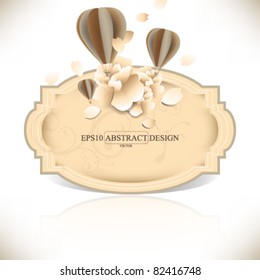 eps10 vector vintage frame with hot air balloon and flowers concept design