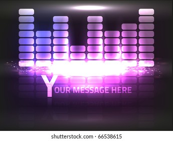 EPS10 Vector violet equalizer design on black background. Composition has very bright colors.