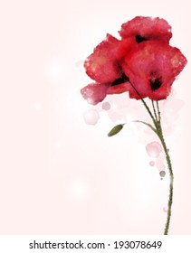 Eps10 vector - Watercolor poppies bouquet with space for text