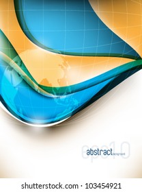 eps10 vector wave background with map and grid elements